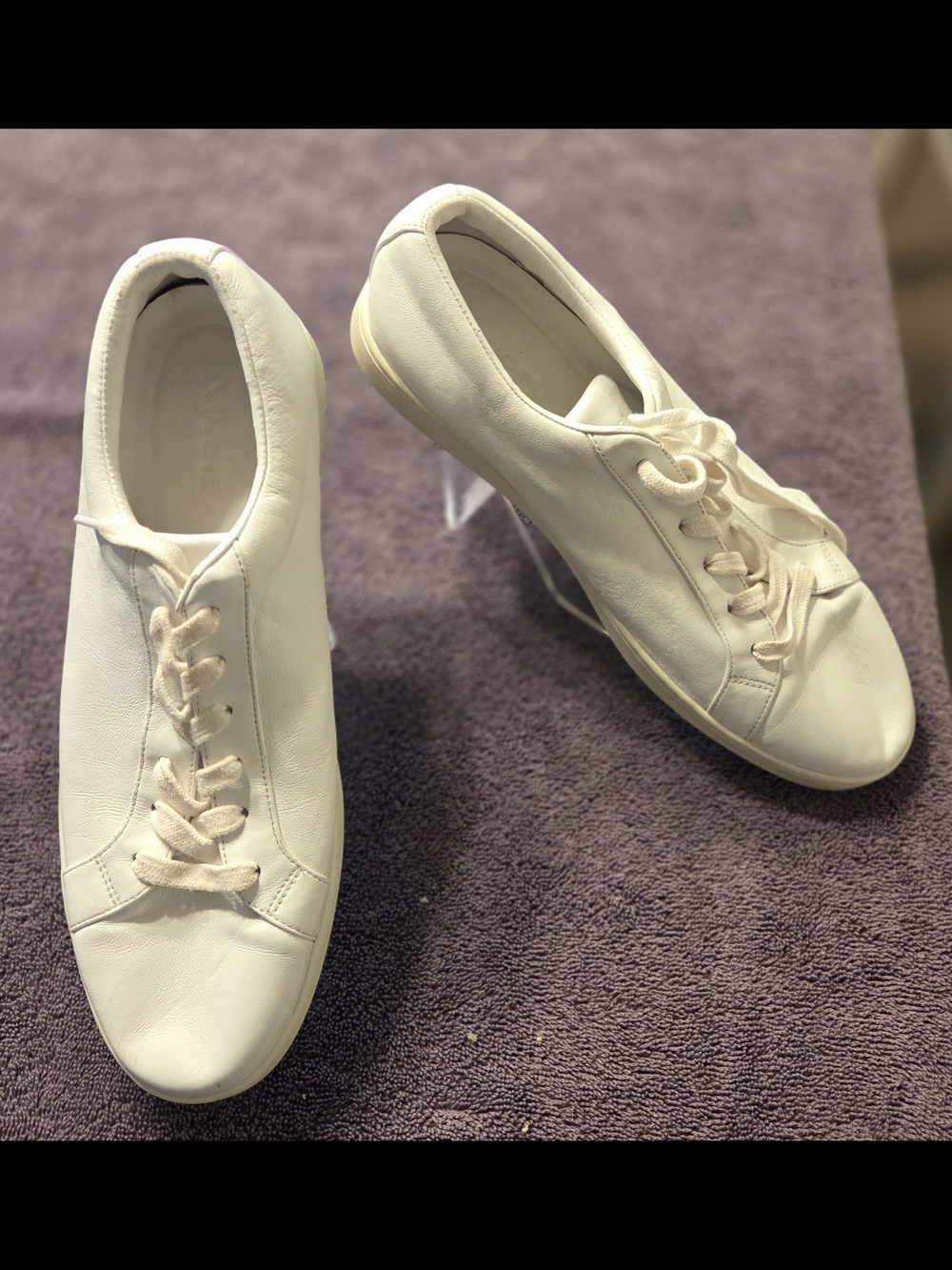 Vince White Genuine Leather Low Top Sneakers For Women